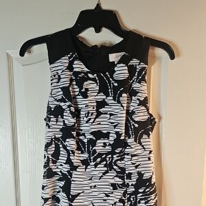 LOFT Monochrome Floral Sleeveless Dress
